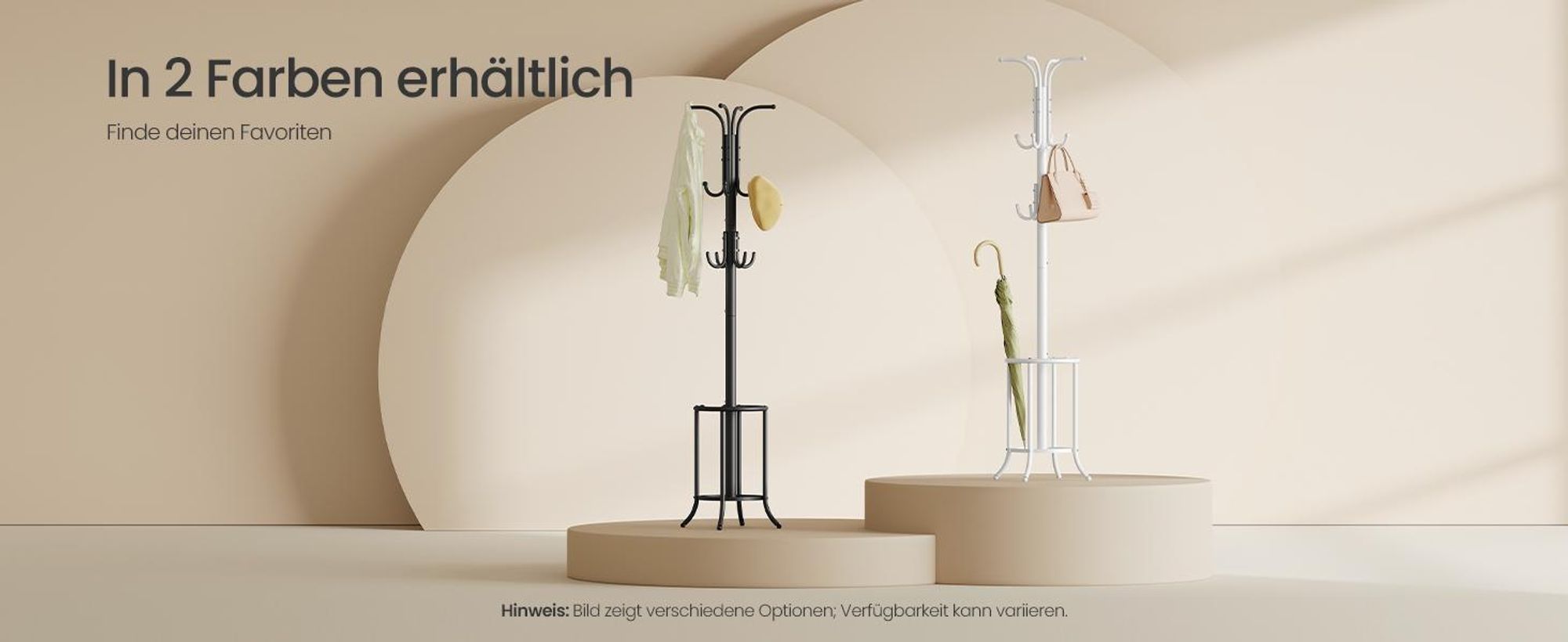 SONGMICS Kleiderständer freistehend, mit Regenschirmständer, 12 Haken, Metall, 175 cm hoch, für Flur, Wohnzimmer, Schlafzimmer, tintenschwarz