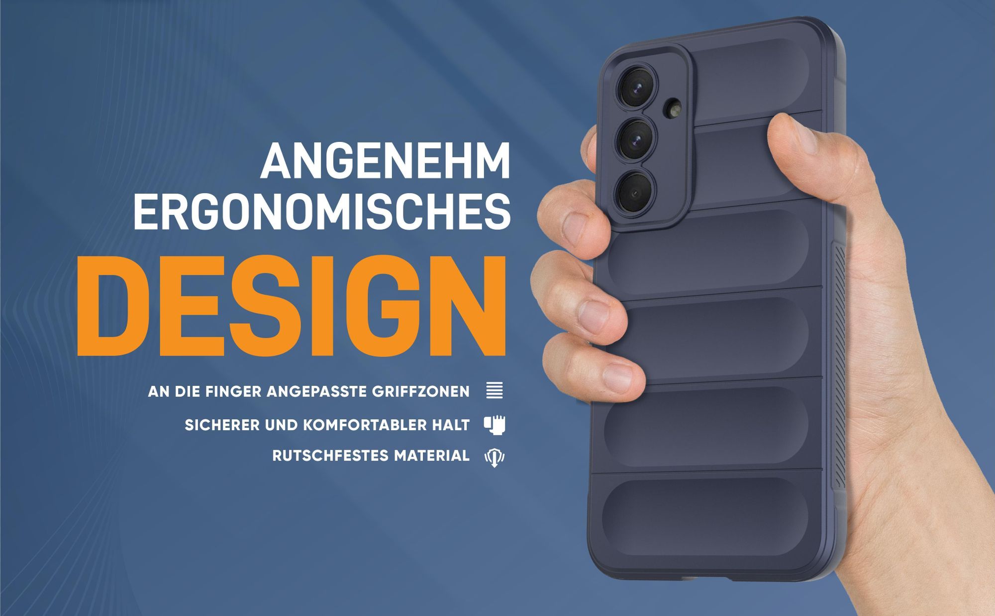 Blaue rutschfeste Hülle für Samsung Galaxy A35 5G mit weichem Mikrofaser Inlay