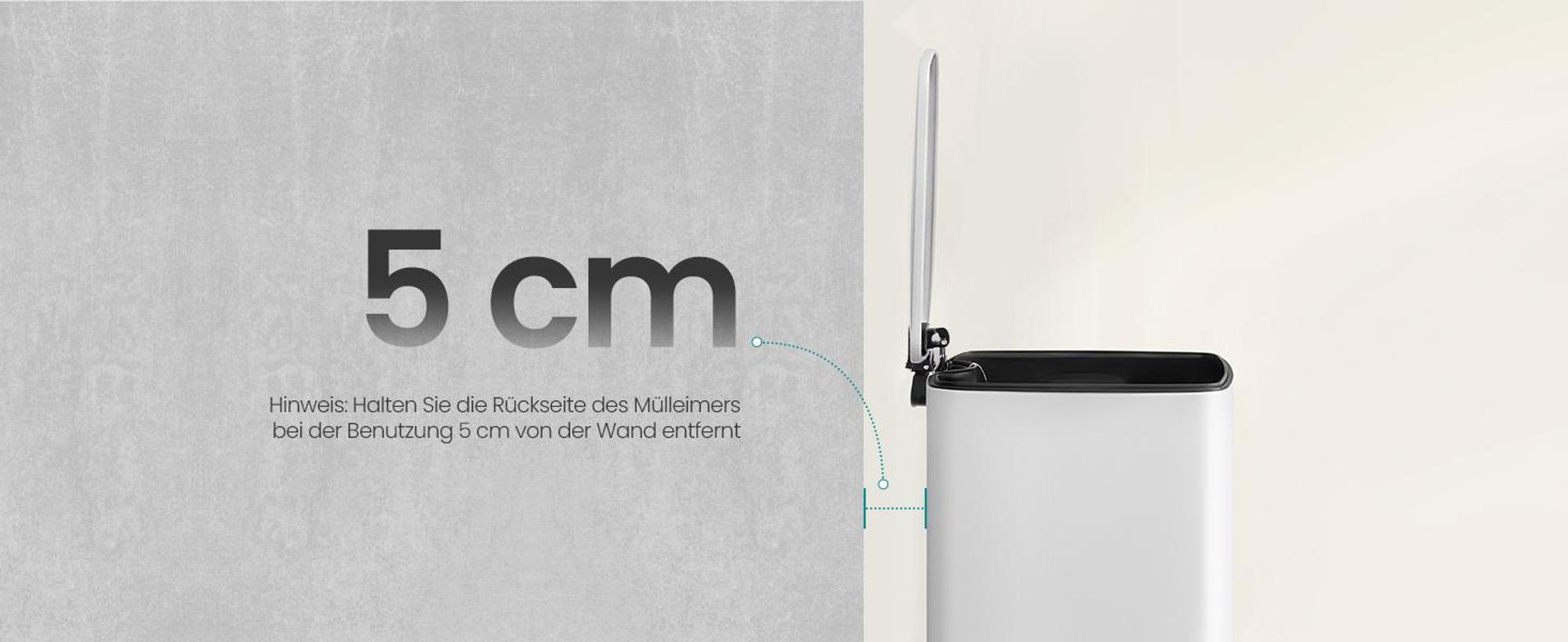 SONGMICS Mülleimer Küche, Tretmülleimer, mit Inneneimer, Offenhaltefunktion