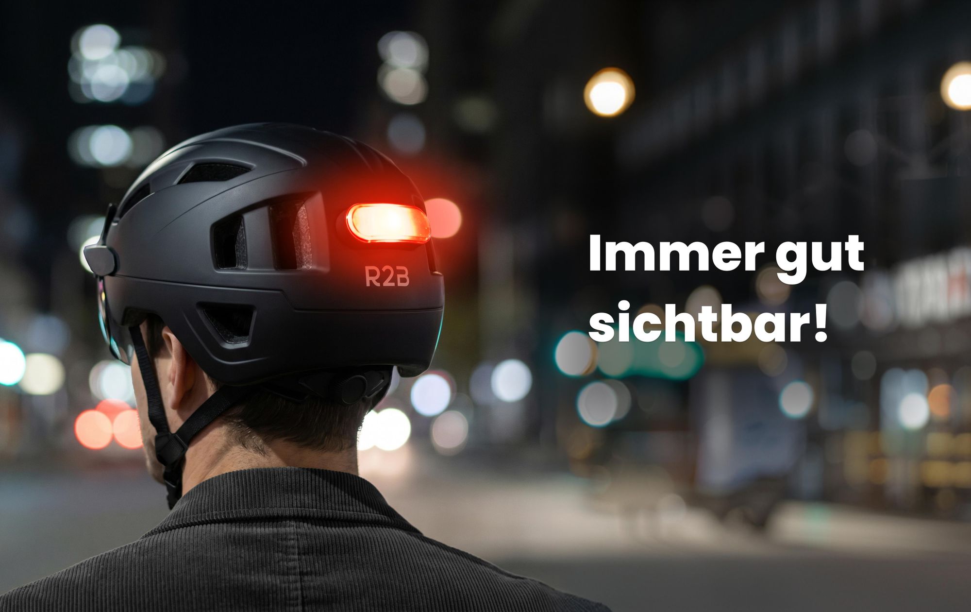 R2B Fahrradhelm für Damen und Herren - geeignet für E-Bike und S-Pedelec - mit Rücklicht und Visier