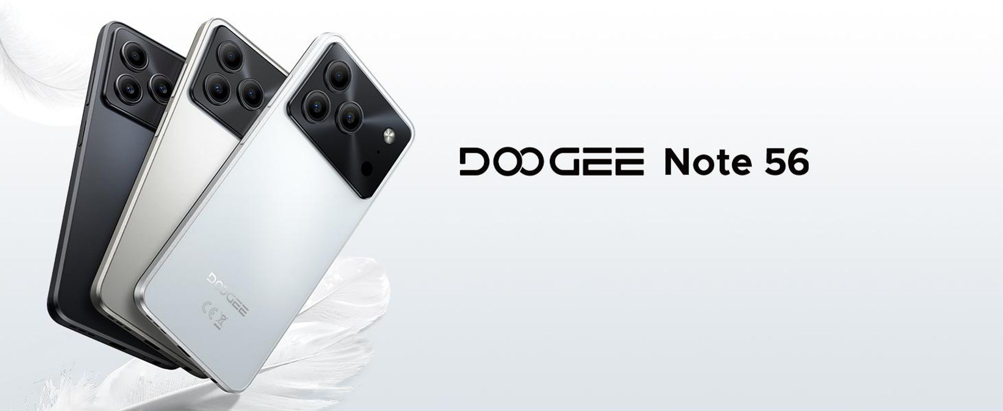 DOOGEE Note 56 – Smartfon, Android 16, ekran 6,56" 90Hz HD+, bateria 6150mAh, 24GB RAM + 64GB pamięci wewnętrznej, 4G, Dual SIM, 8MP, rozpoznawanie twarzy, OTG, bez umowy