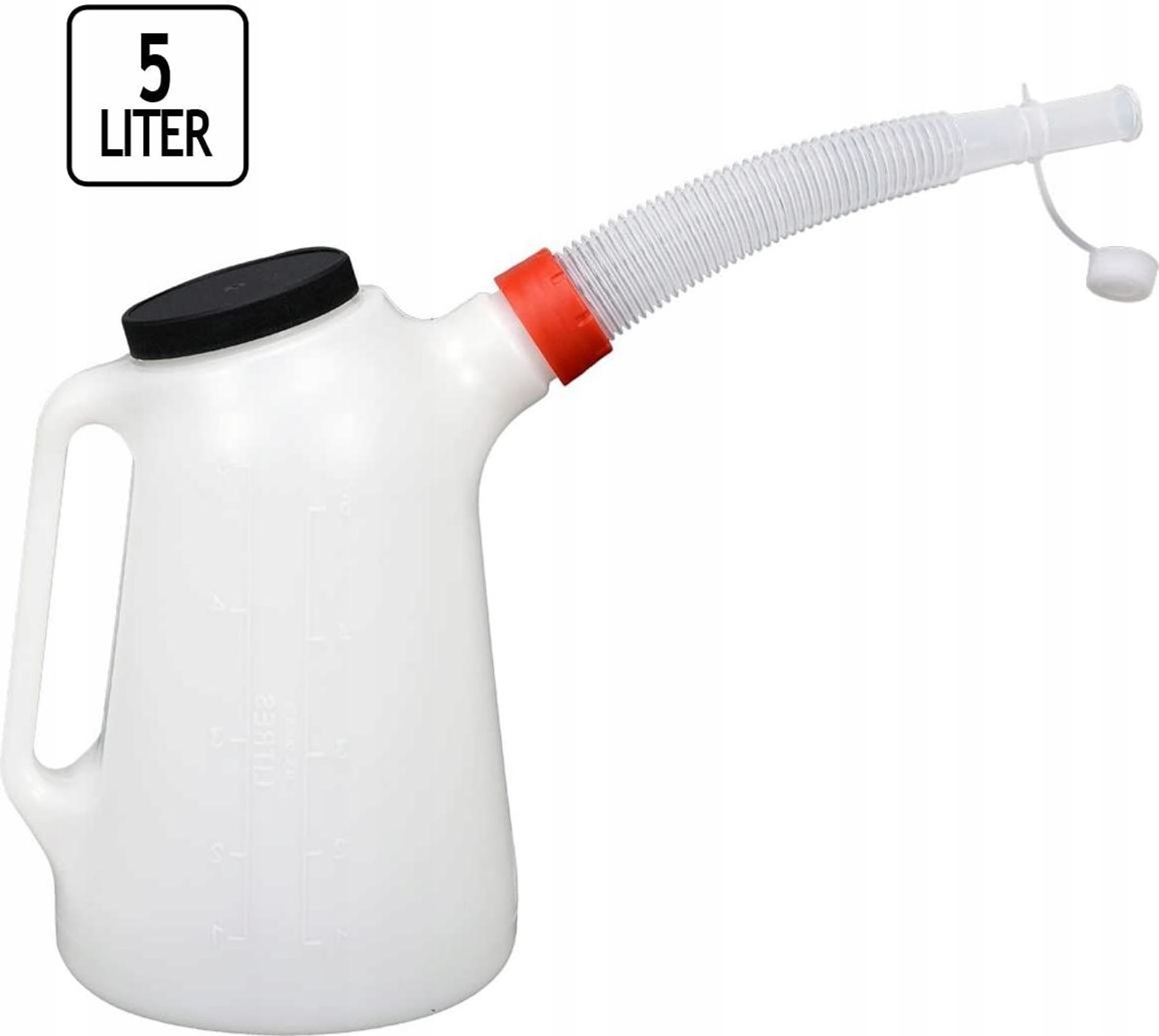 LUXTOM | Kanystr na olej, 5 l bílý, Plnicí nádoba, Odměrka, Odměrka, Univerzální kanystr, Odměrka, Plnicí nádoba na olej