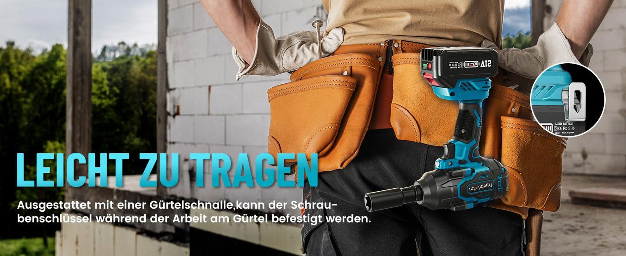 Akku-Schlagschrauber, 21V Bürstenloser Drehschlagschrauber, 1000 Nm Akkuschrauber, Bürstenloser Elektro Schlagschrauber für Haus und Auto