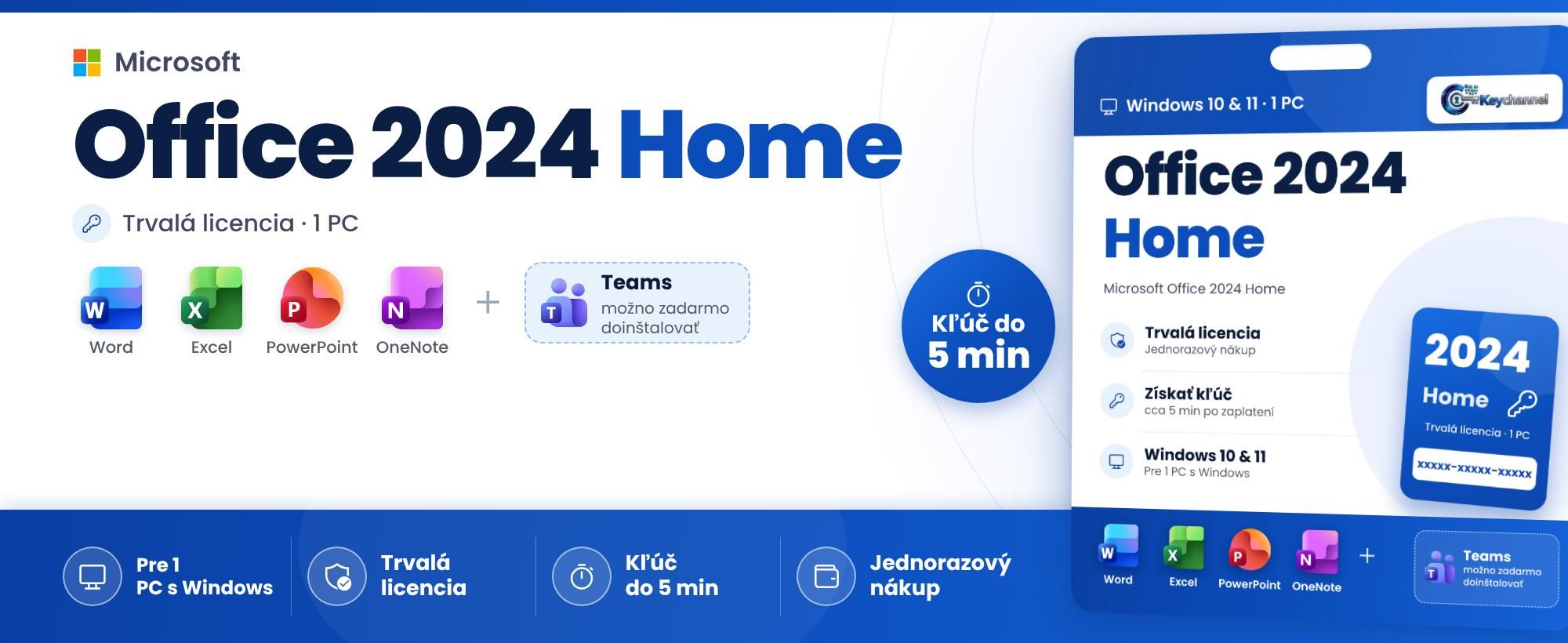 Office 2024 Home trvalá licencia pre 1 PC s Word, Excel, PowerPoint a OneNote
