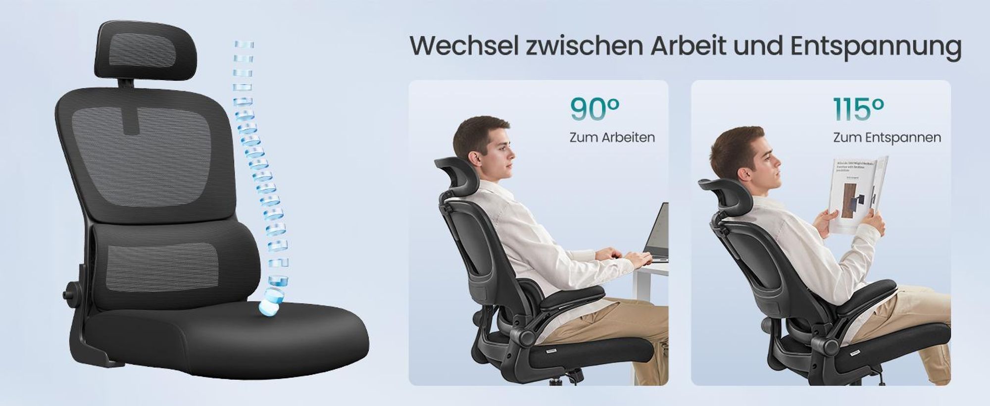 Bürostuhl, Netzstuhl, ergonomisches Design, mit Premium-Netzgewebe, Wippfunktion