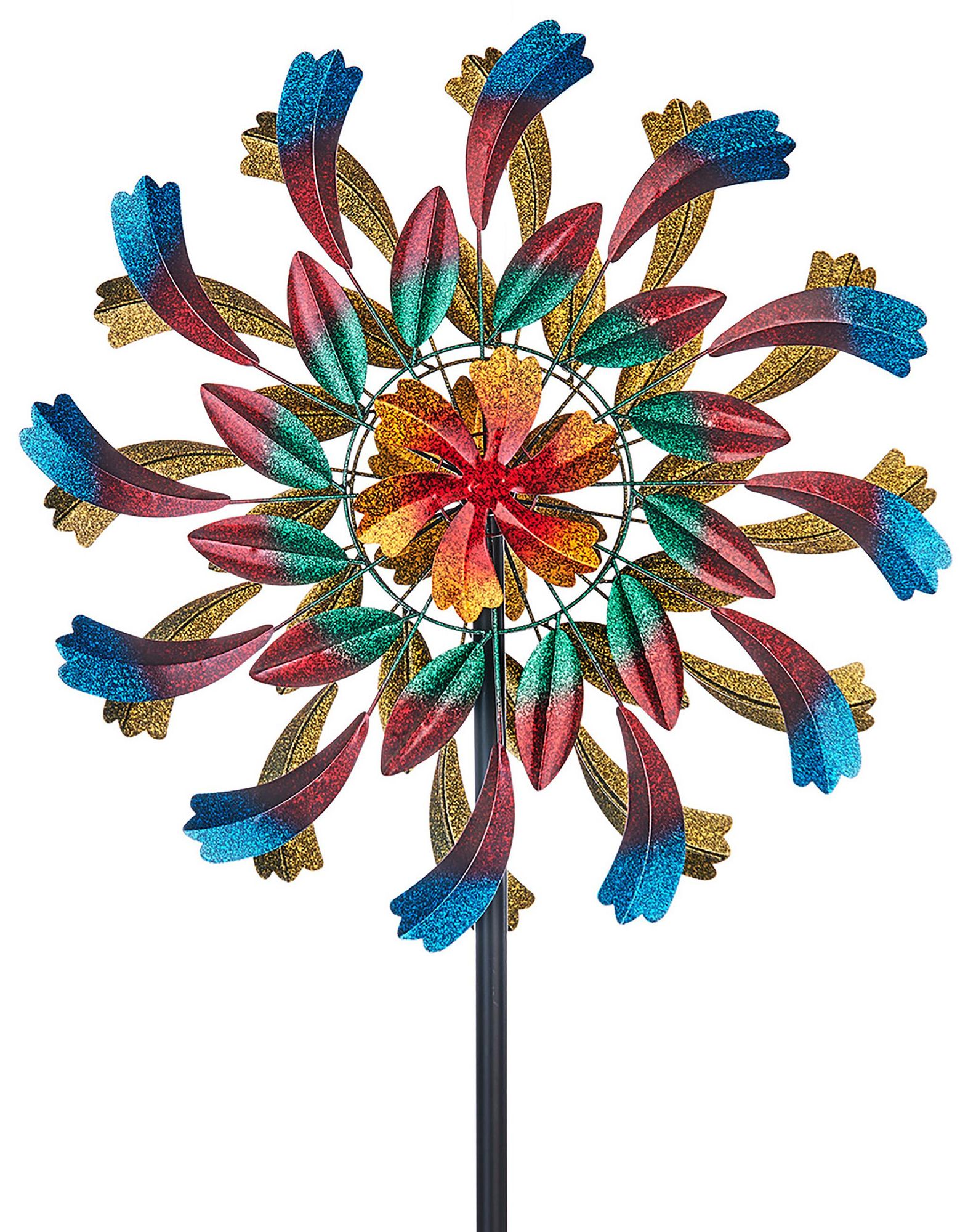 Kobolo Windrad Garten Gartenstecker Dekostecker Windspiel XXL - SOLE - Metall groß | Windspinner Gartendeko Vorgarten Beetstecker Blumenstecker