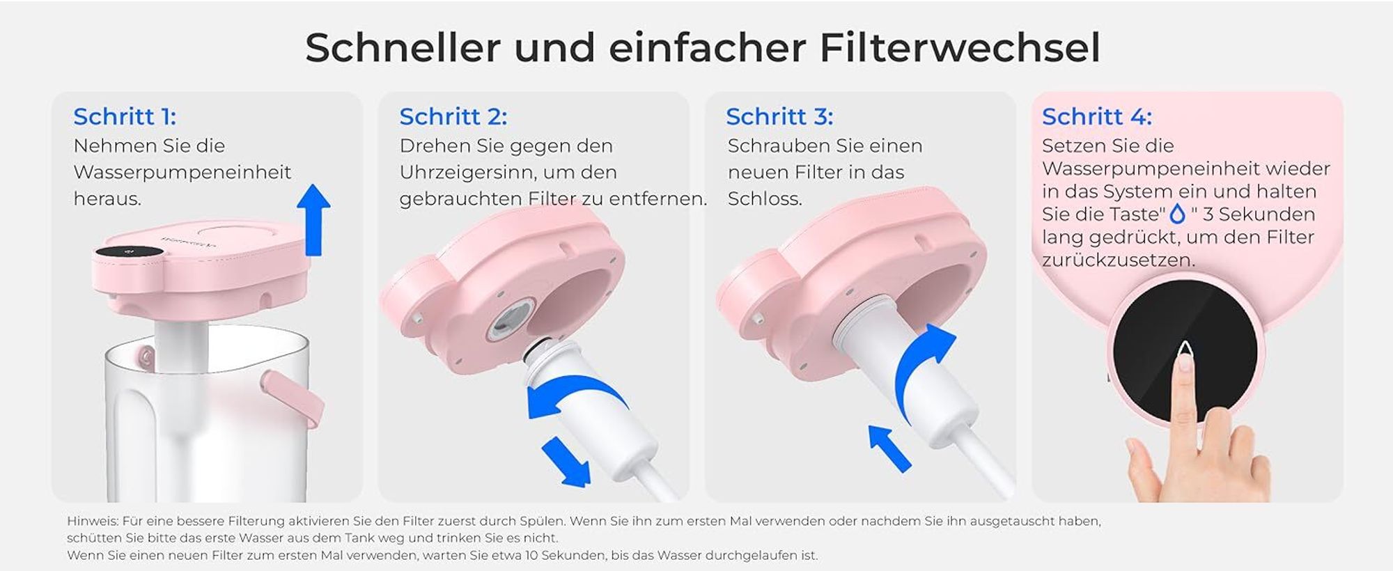 Waterdrop FreshTaste Wasserenthärte Elektrischer Wasserfilter Kanne, 4L Wasserfilter Spender für Kühlschrank, Reduziert Kalk, Chlor