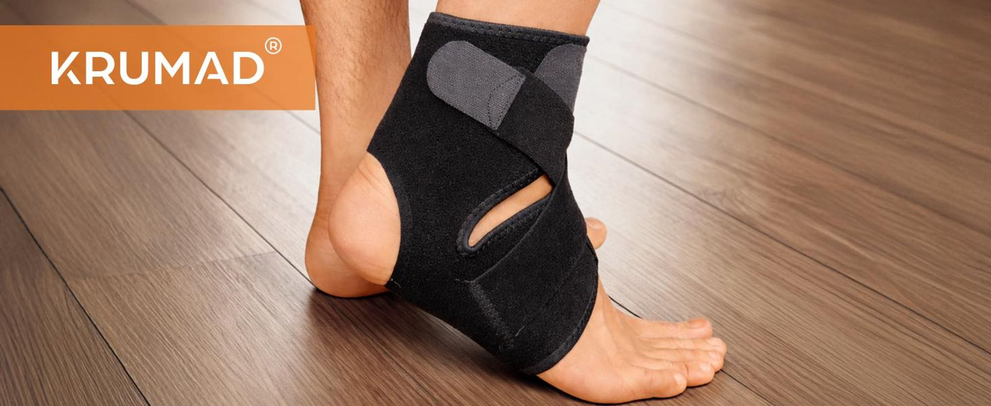 KRUMAD Sprunggelenkbandage mit Klettverschluss, Knöchelbandage für Sport und Alltag, Fußbandage zur Stabilisierung, Schwarz