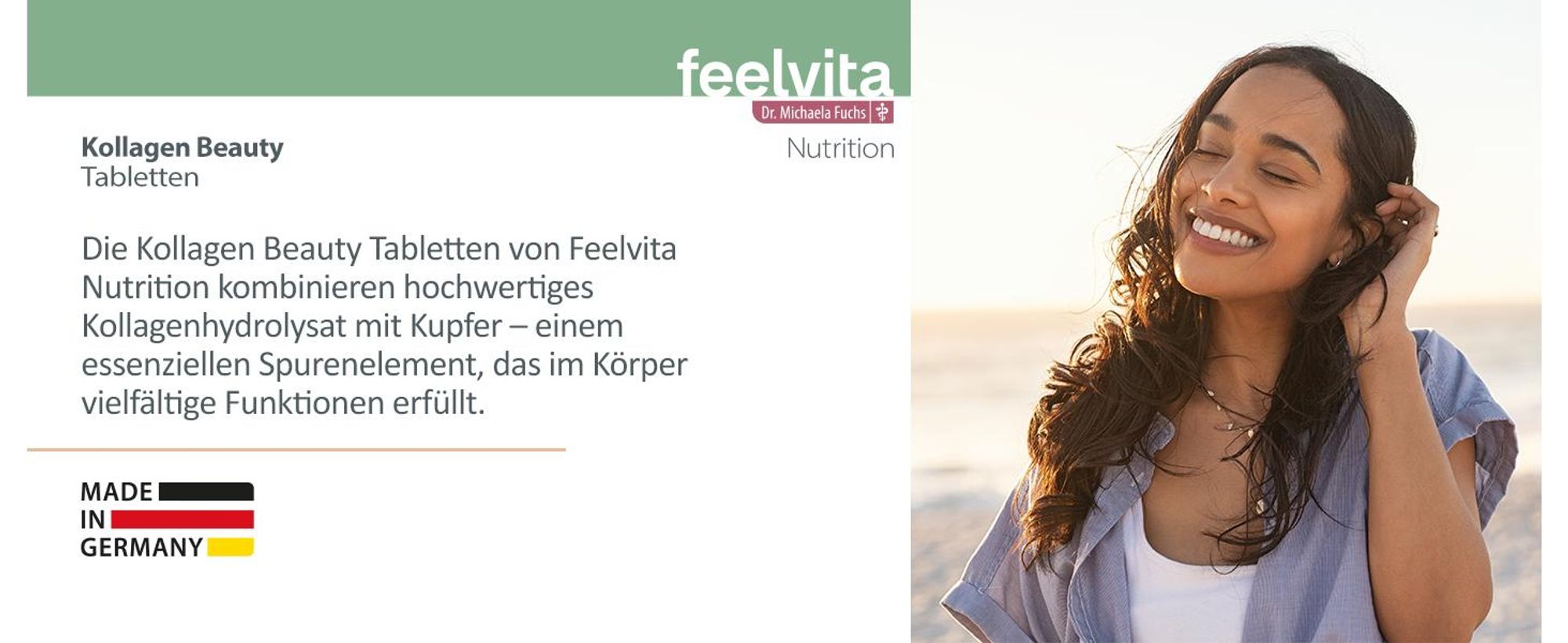 Genius Feelvita Nutrition Kollagen Beauty Tabletten- hochdosiertes Kollagenhydrolysat 2-Monatsvorrat (120 Tabletten)- Germany