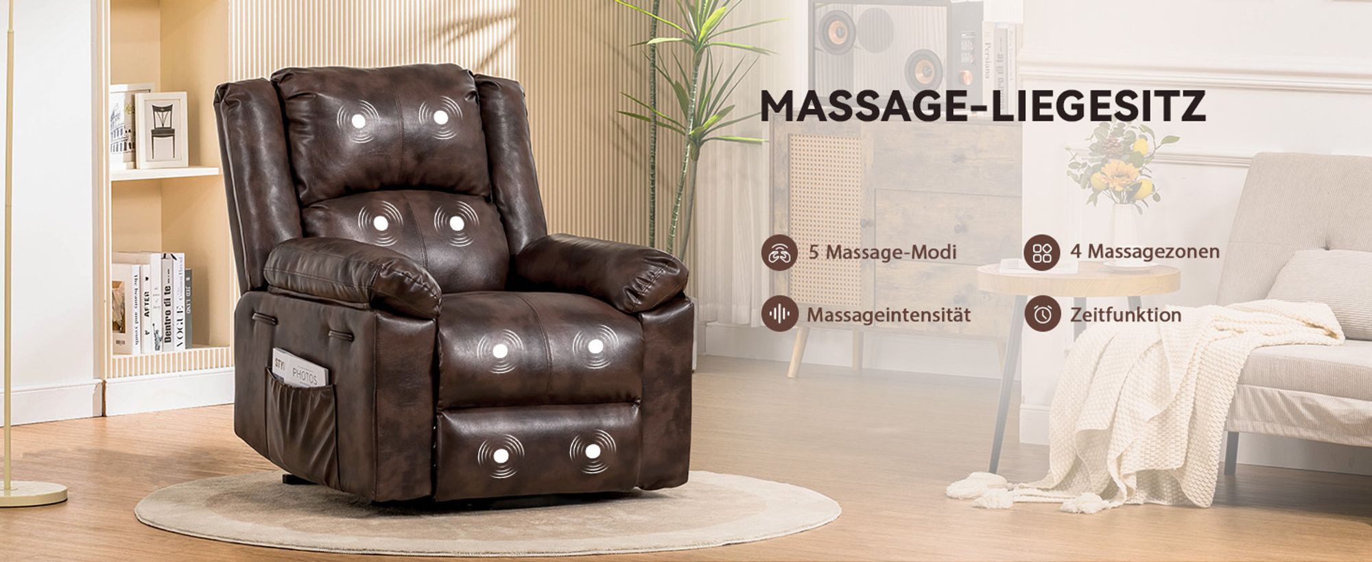 COMHOMA Massagesessel Elektrischer Relaxsessel XL 200kg belastbar, gemütlich und weich Ergonomischer Messagesessel Liegesessel für ältere Menschen
