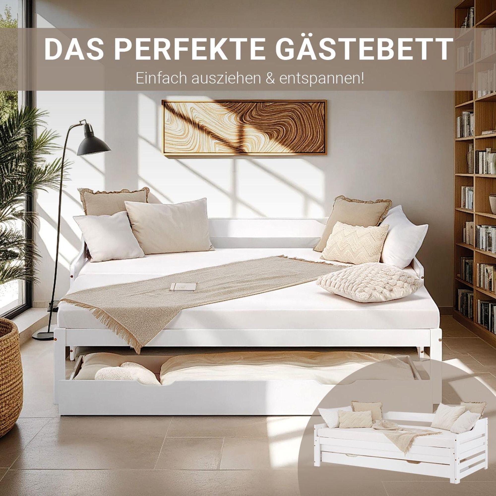 Das perfekte Gästebett - einfach ausziehen und entspannen.