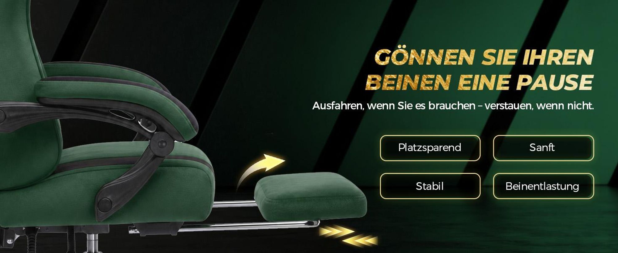 GTPLAYER Gaming Stuhl Ergonomischer Gaming Sessel Schreibtischstuhl mit Stoffoberfläche, Federsitzkissen, Verbindungsarmlehnen und Fußstütze 150KG, gr