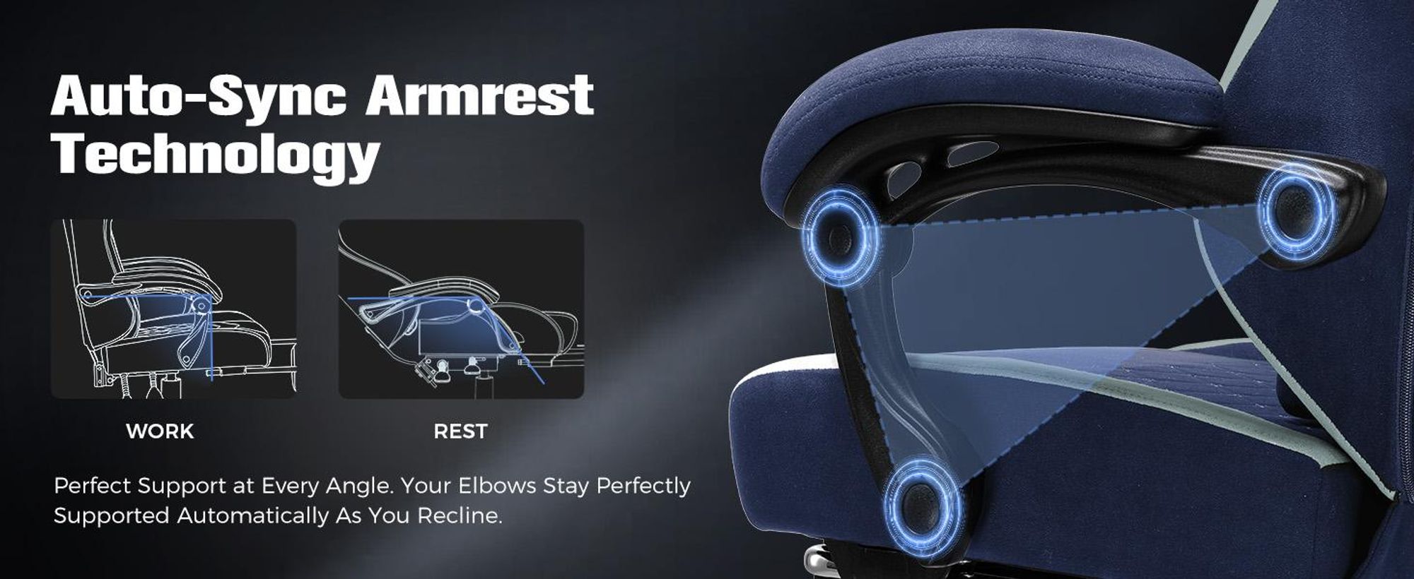 GTPLAYER Gaming Stoel: Ergonomische gaming stoel, bureaustoel, PC-gaming stoel, race stoel met stoffen bekleding, veerkussen, verstelbare armleuningen en voetsteun. Draagvermogen tot 153 kg