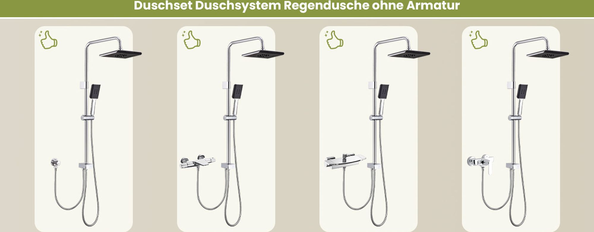Homelody Duscharmatur,Duschsystem ohne Armatur,Dusche Komplett für Badezimmer,Komplettdusche mit Brause/Duschkopf/Handbrause/Brausestange,Edelstahl