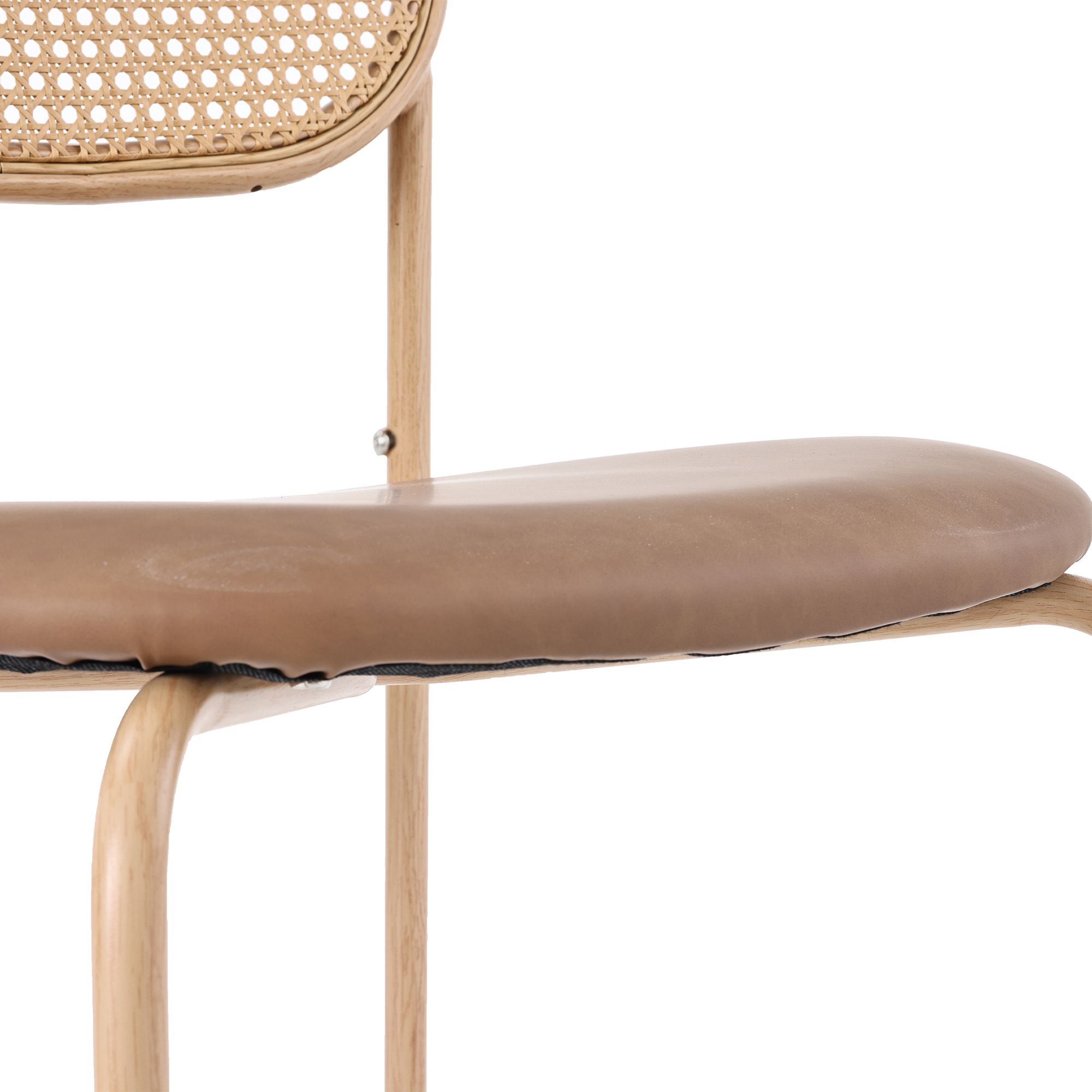 Flieks Rattan Esszimmerstühle 4er Sets, Küchenstühle Essstuhl mit Metallbeinen, Esszimmerstühle Wohnzimmerstuhl mit PolyurethanBezug, Braun
