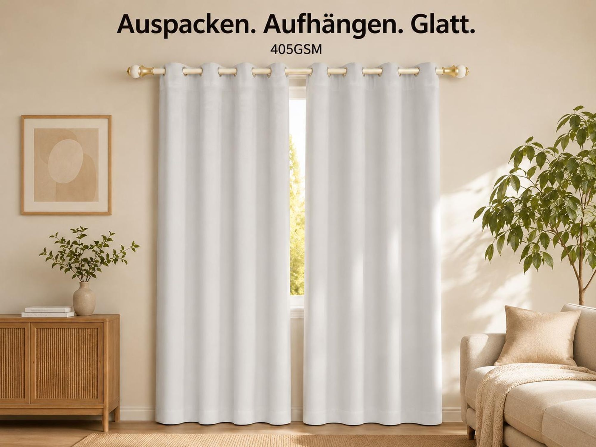 1x 100% Verdunkelung Thermo Vorhänge grauweiß Blickdicht Verdunkelungsvorhang mit Ösen Einfarbige, 132*160cm