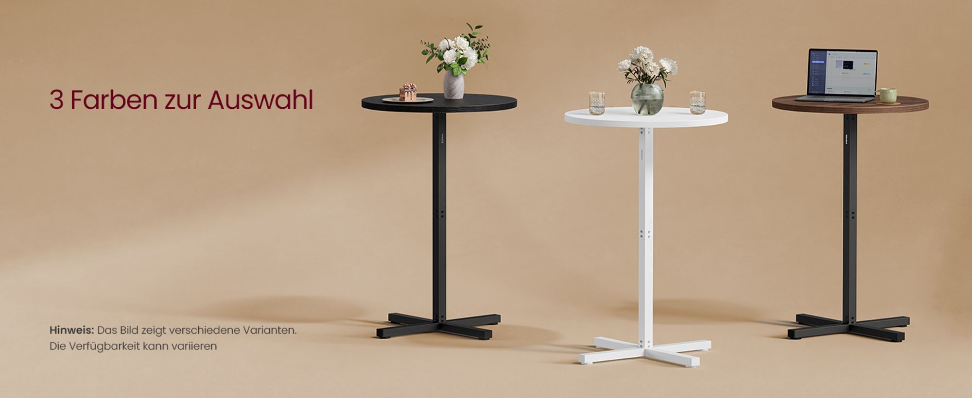 Bartisch, Esstisch, Stehtisch, Metallgestell, 60 x 60 x 104,5 cm,für 2-3Personen