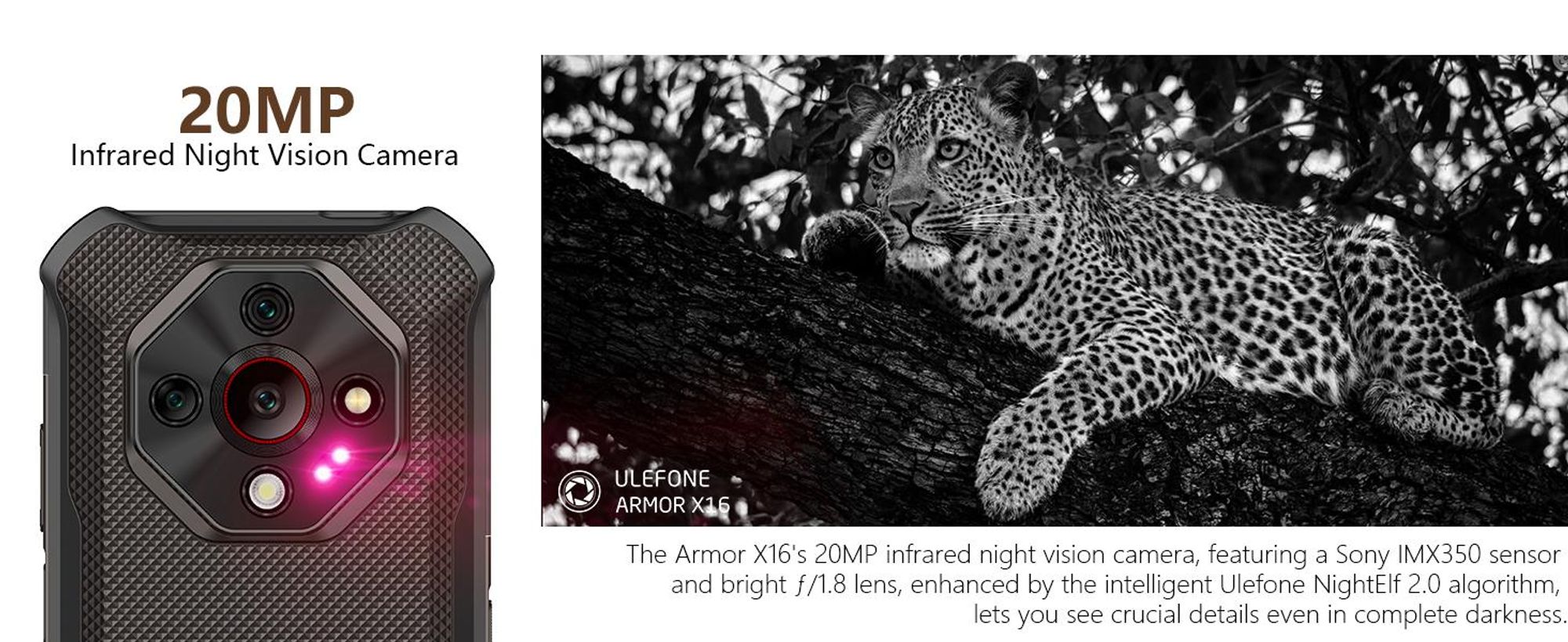 Ulefone Armor X16 Outdoor Handy Ohne Vertrag - 12GB + 128GB - 10360mAh 6.56" 48MP+20MP mit Flashlight, IP68 Outdoor Smartphone Android 15 NFC- Schwarz