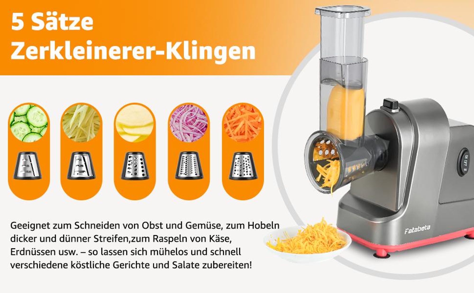 FATABETA Fleischwolf 3000 W Edelstahl, 2-in-1 Fleischwolf & Wurstfüller mit Gemüseschneider, leistungsstarke Küchenmaschine für frisches Hackfleisch