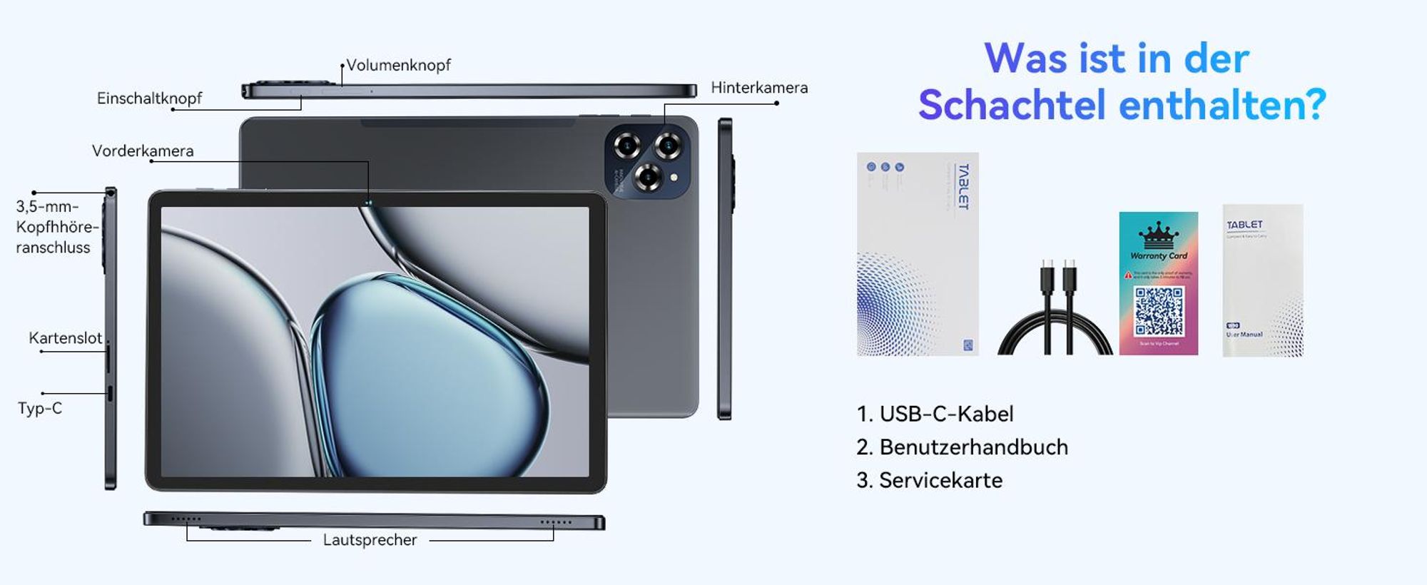 BESTTAB W90 11 Zoll Tablet Android 15, 256GB Speicherplatz, 1920x1200 Pixel, Android 15, 24(8+16) GB RAM, 5G WiFi, Bluetooth, 8000 mAh Akku,