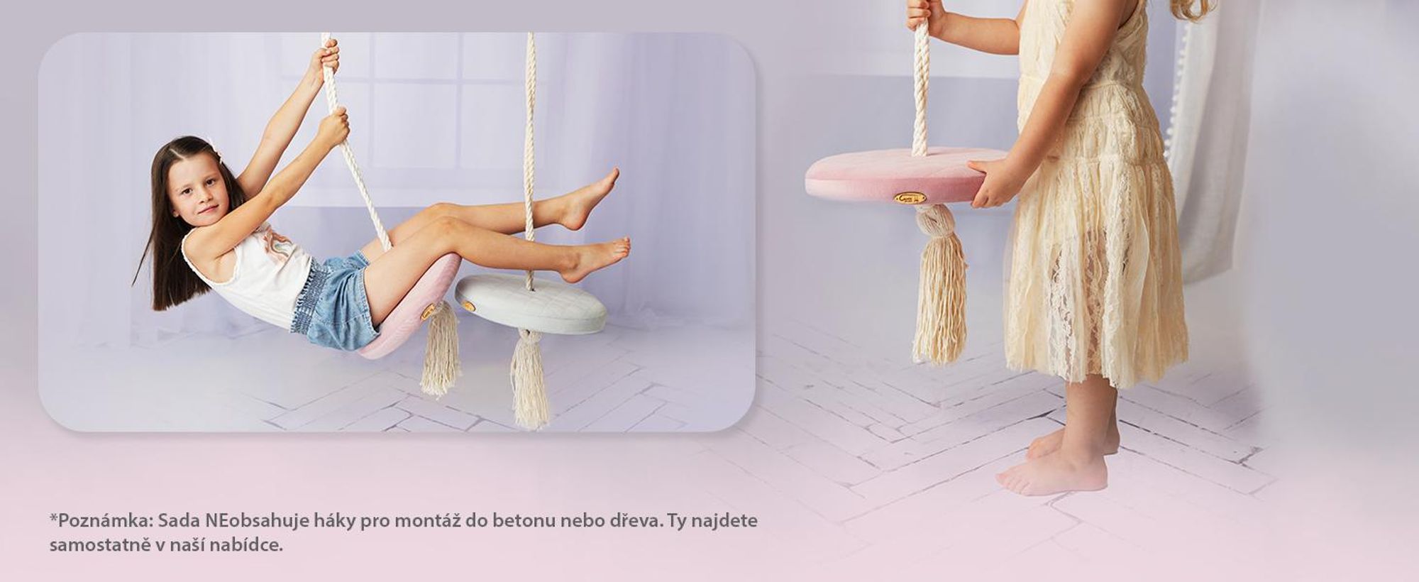 Create for you® - Kruhová Houpačka Pro Děti Do Interiéru, S Bavlněným Lanem, Kulatá Dětská Houpačka Do Interiéru, Měkké Sedátko, Průměr 36 cm - Béžová