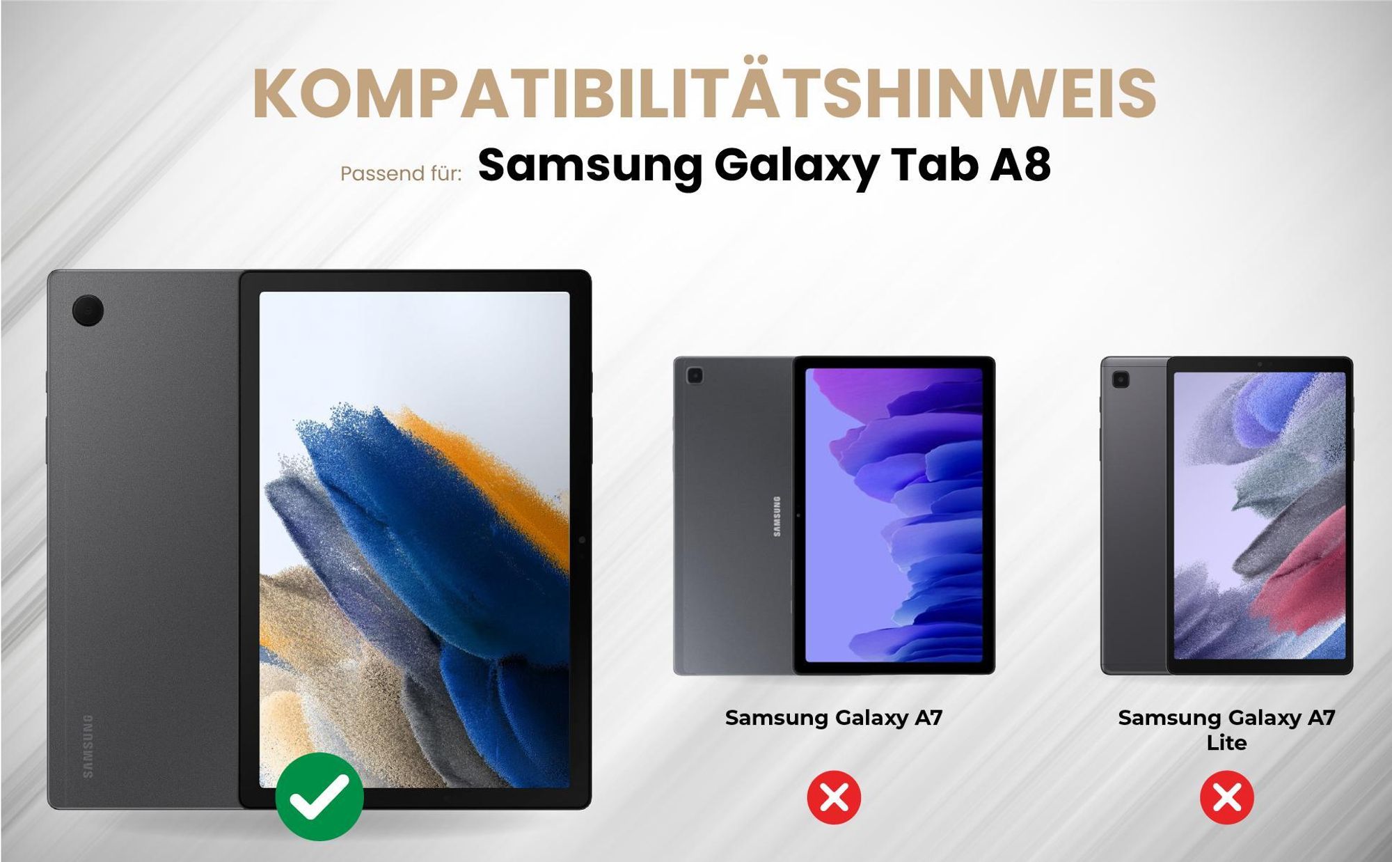 Kompatibilitätshinweise Tablet Cover für Samsung Galaxy Tab A8 10.5
