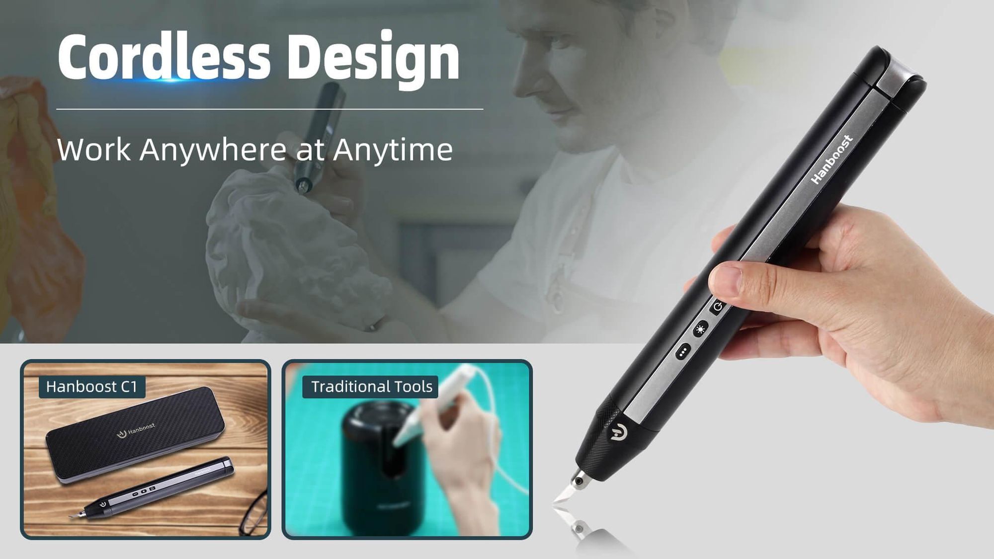 Hanboost C1 True Cordless Ultrasonic Cutter - pro kutily, 3D tisk