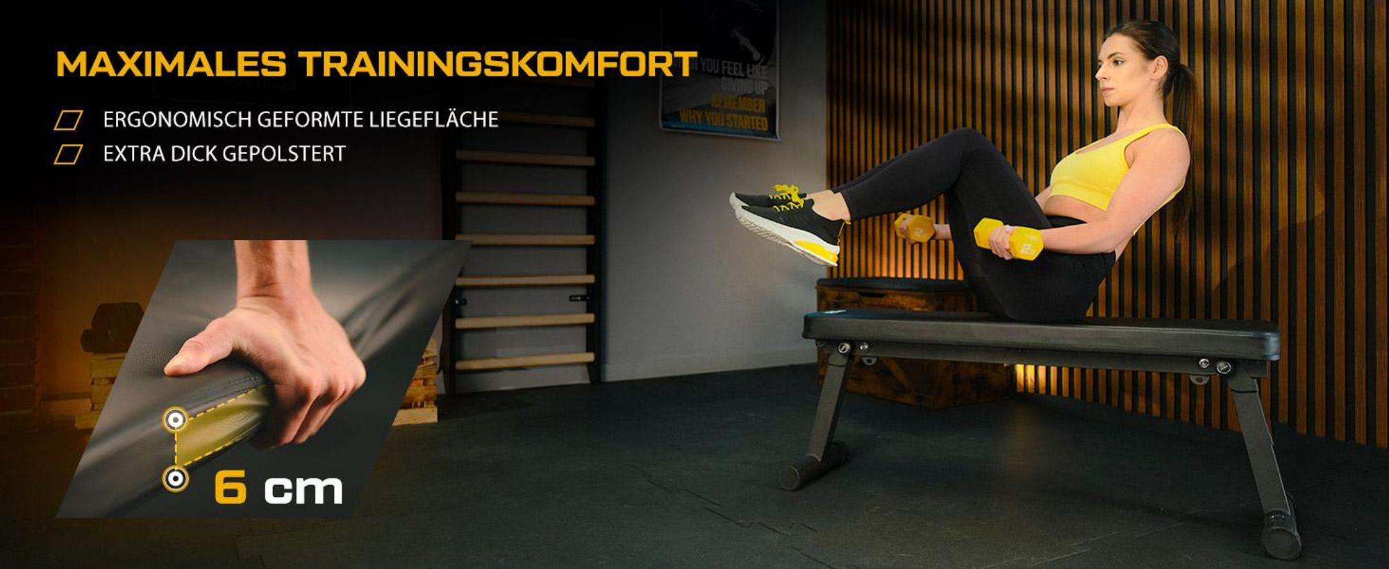 TREX SPORT Flachbank TX-100B | Hantelbank klappbar für Krafttraining | Home Gym Trainingsbank für Bankdrücken | Stahlrahmen, rutschfest, gepolstert