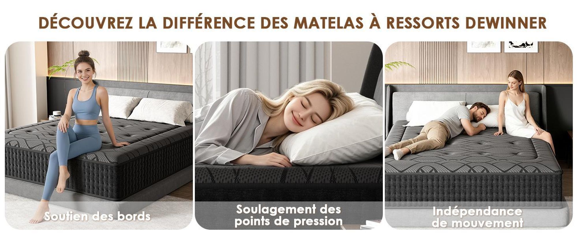 DEWINNER Matelas 140x200 cm, Hauteur 30 cm, Matelas Silencieux d'épaisseur Moyenne, Mousse à Mémoire de Forme Hybride, Ressorts Ensachés Individuels