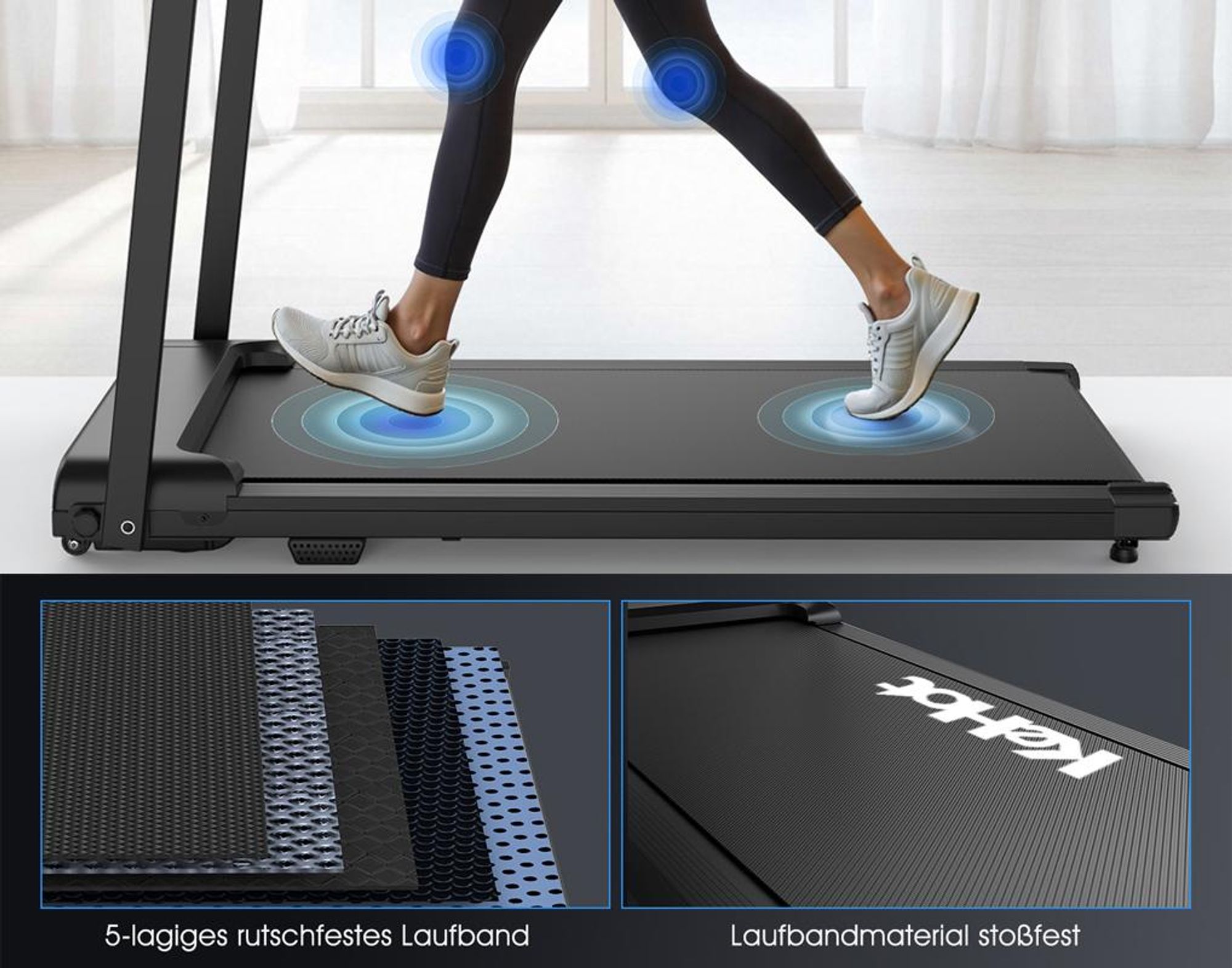 Kompaktes 3-in-1 Klapp-Laufband Für Zuhause, 2,5 PS Motor, 1–12 km/h, LED-Display, 12 Programme, Bluetooth-Lautsprecher, Walking Pad Für Zuhause
