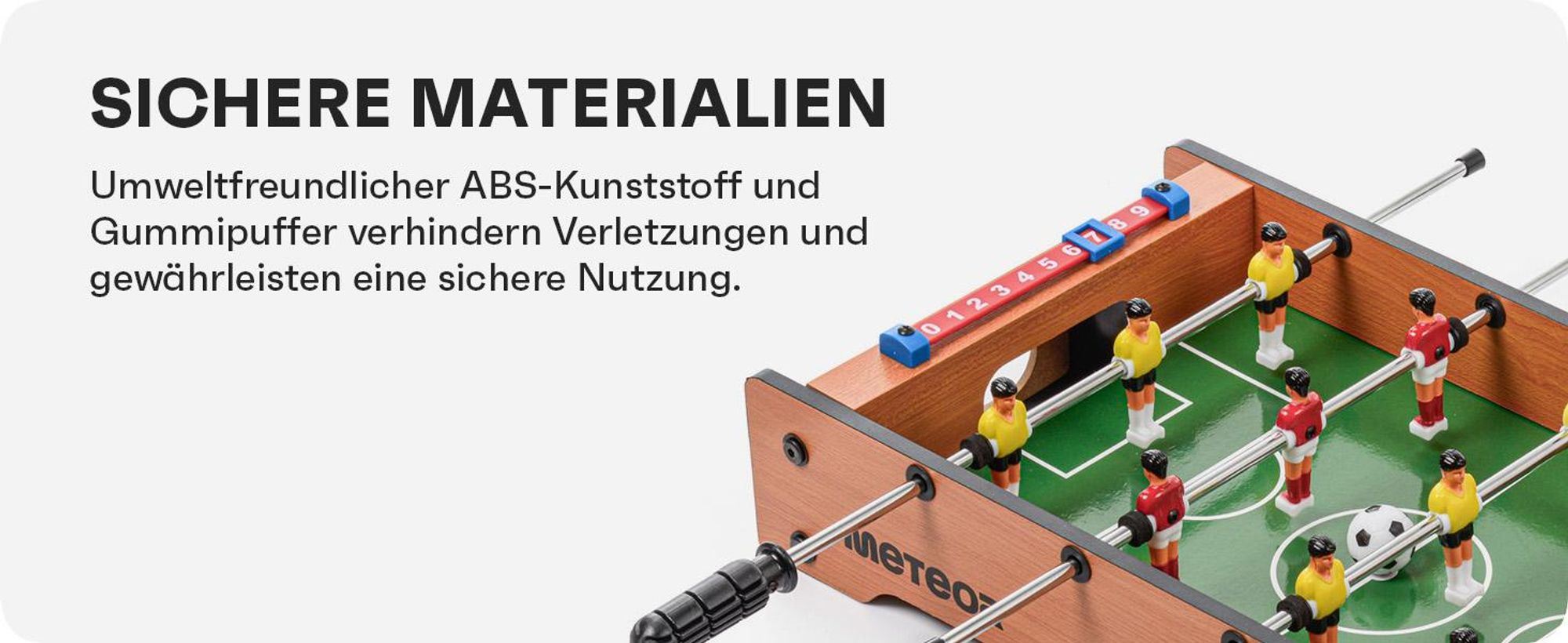 Meteor Derby Kickertisch, Mini-Kicker 51x31x9 cm