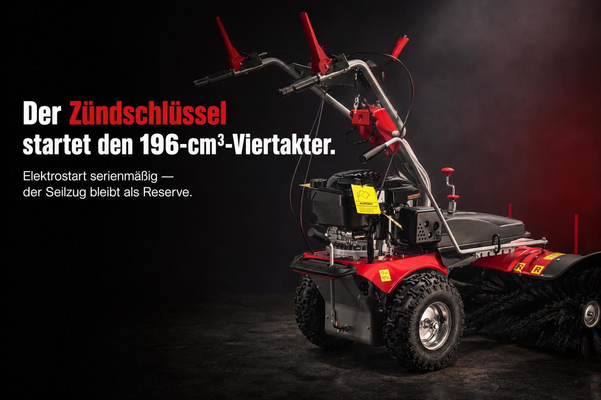 ONBEST Kehrmaschine Benzin | 100 cm Arbeitsbreite | 6,5 PS | mit Schneeschild | Auffangbox | Schneeketten