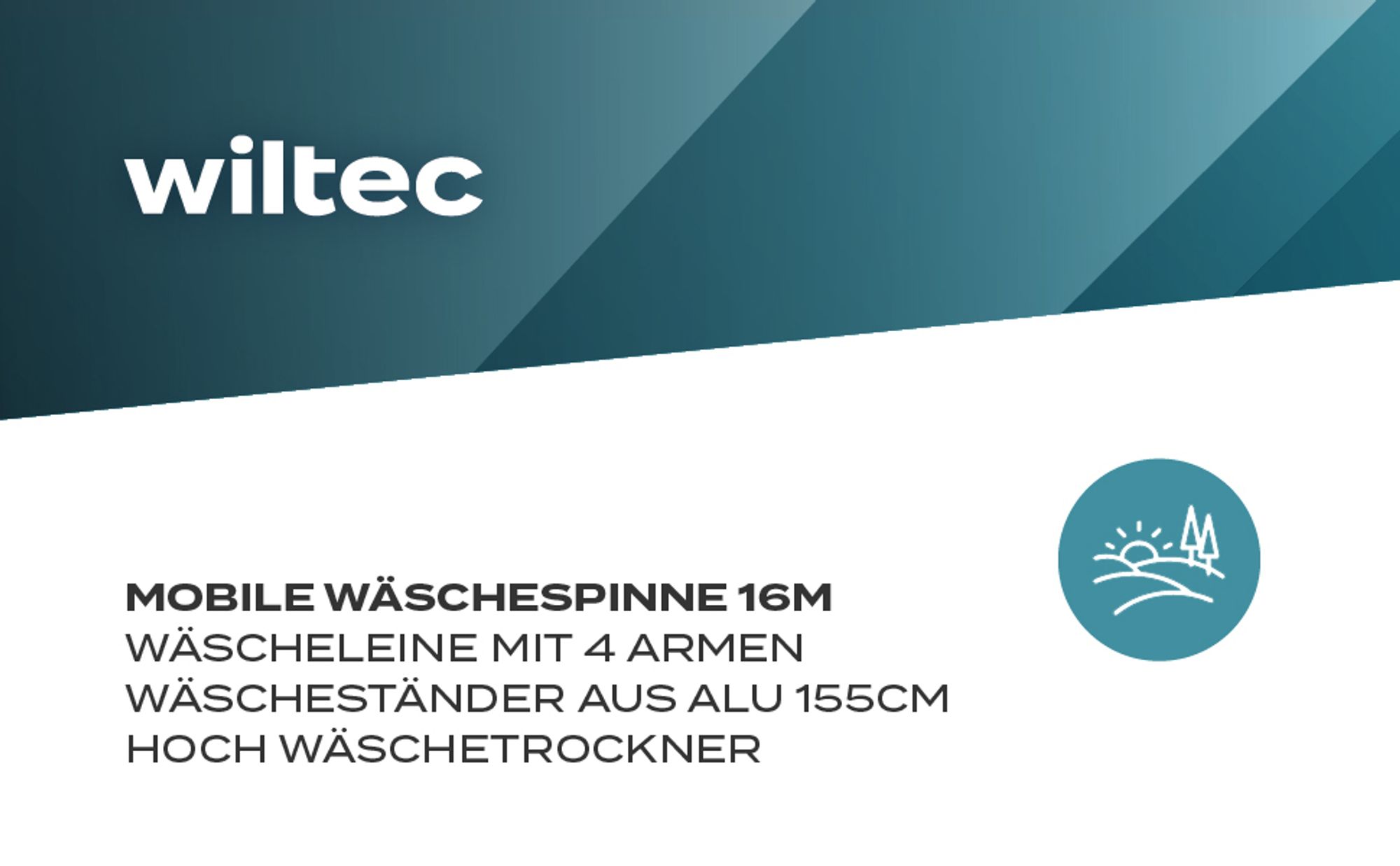 Wiltec Mobile Wäschespinne mit 4 Armen 16 m Wäscheleine Wäscheständer Alu Höhe 155cm Wohnwagen Camping Klappbar Wohnmobil Reise