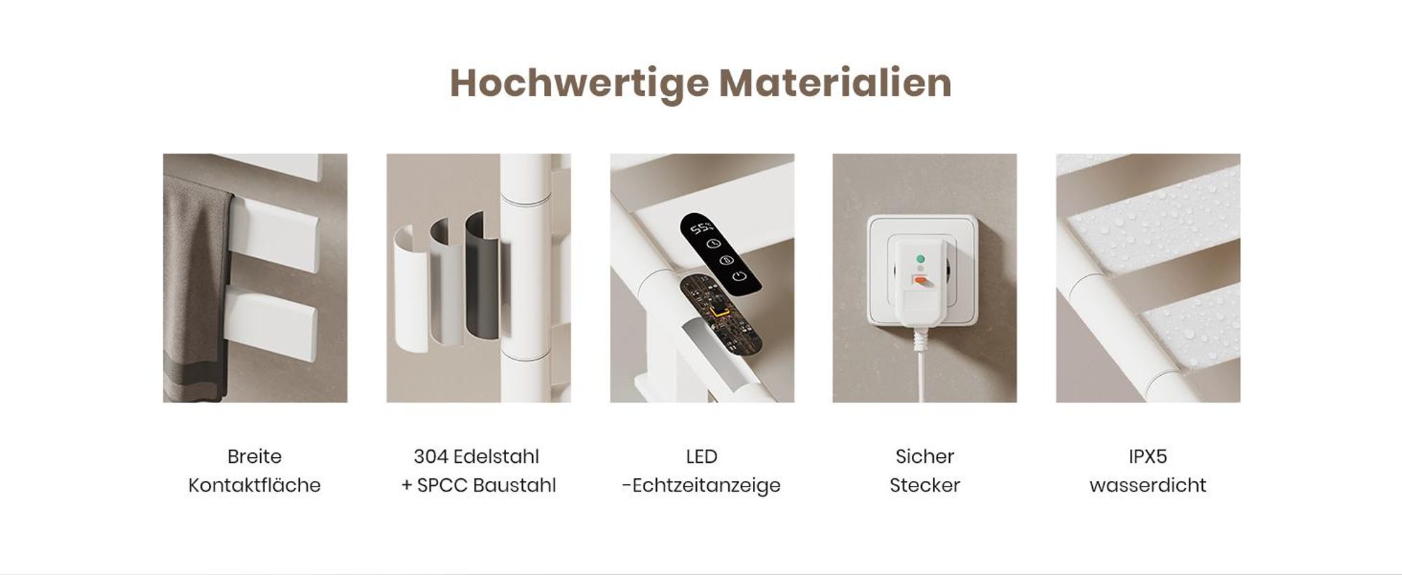 EMKE Elektrischer Badheizkörper mit drehbarem Handtuchhalter und Ablage Thermostat WiFi-App Sprachsteuerung Timer 76x45x14cm weiß