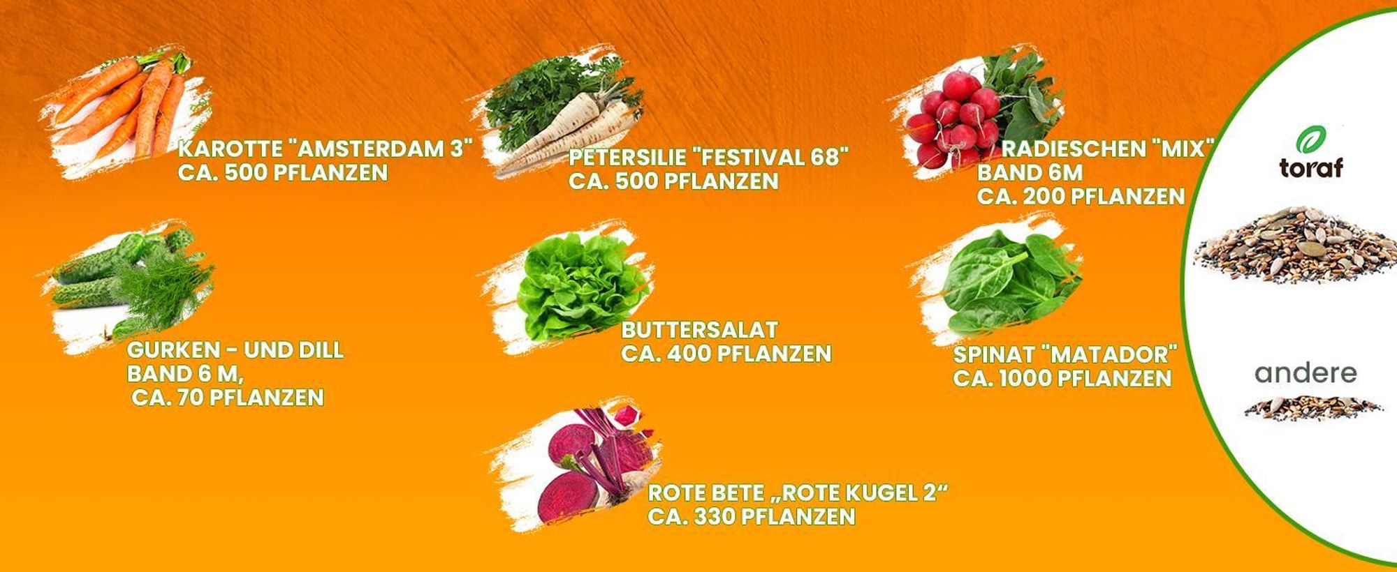 TORAF Gemüsesamen Set XXL, 3000 Samen, 7 Sorten, Garten & Balkon