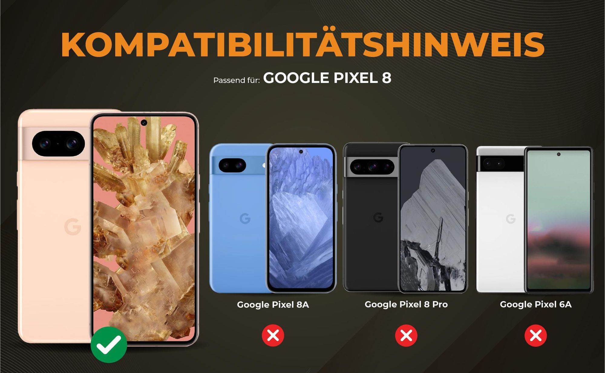 Kompatibilitätshinweise Hülle für Google Pixel 8