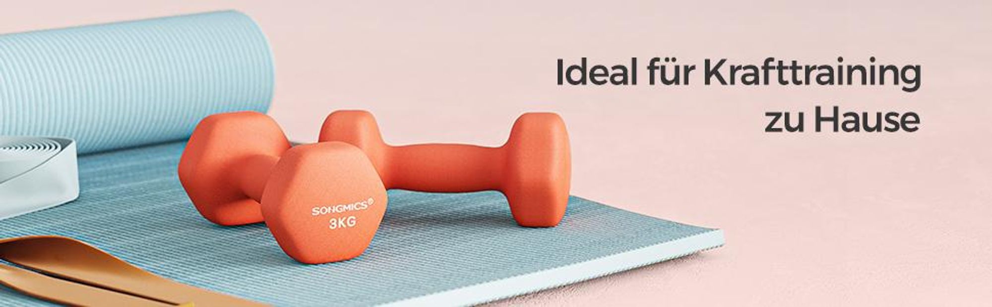 SONGMICS Hanteln, 2er Set, 2 x 3 kg, Hantelset, Kurzhanteln, Hexagon, Neopren-Beschichtung, Krafttraining, Workout, Fitnesstraining, für Zuhause