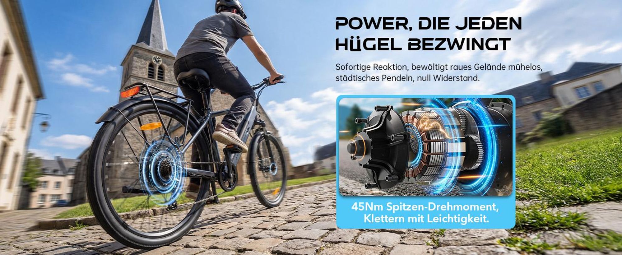 Touroll J2 E-Bike 26 Zoll, 250W Motor, 100 km Reichweite, Shimano 7-Gang, LED Display, Scheibenbremsen, City Elektrofahrrad