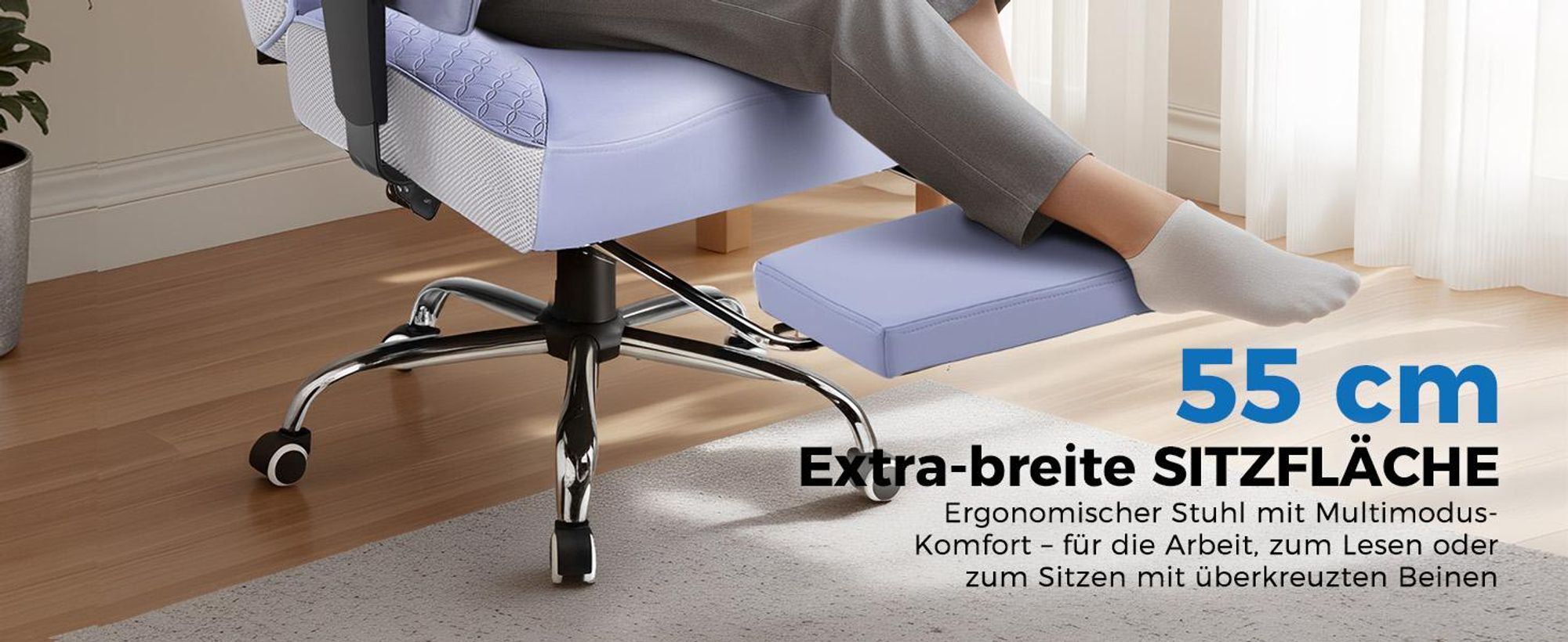 GTPLAYER Gaming Stuhl, Ergonomischer Bürostuhl mit Fußstütze, 150° Verstellbare Rückenlehne & Armlehnen, Computerstuhl Chefsessel, 180KG, lila