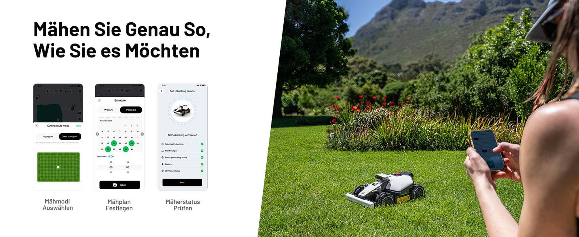 Mähroboter Mammotion LUBA mini AWD 1500 ohne Begrenzungskabel NetRTK+Vision Auto-Kartierung Empf. 1500m² Max. 1800m² 80% Steigung mit 4G-Modul APP