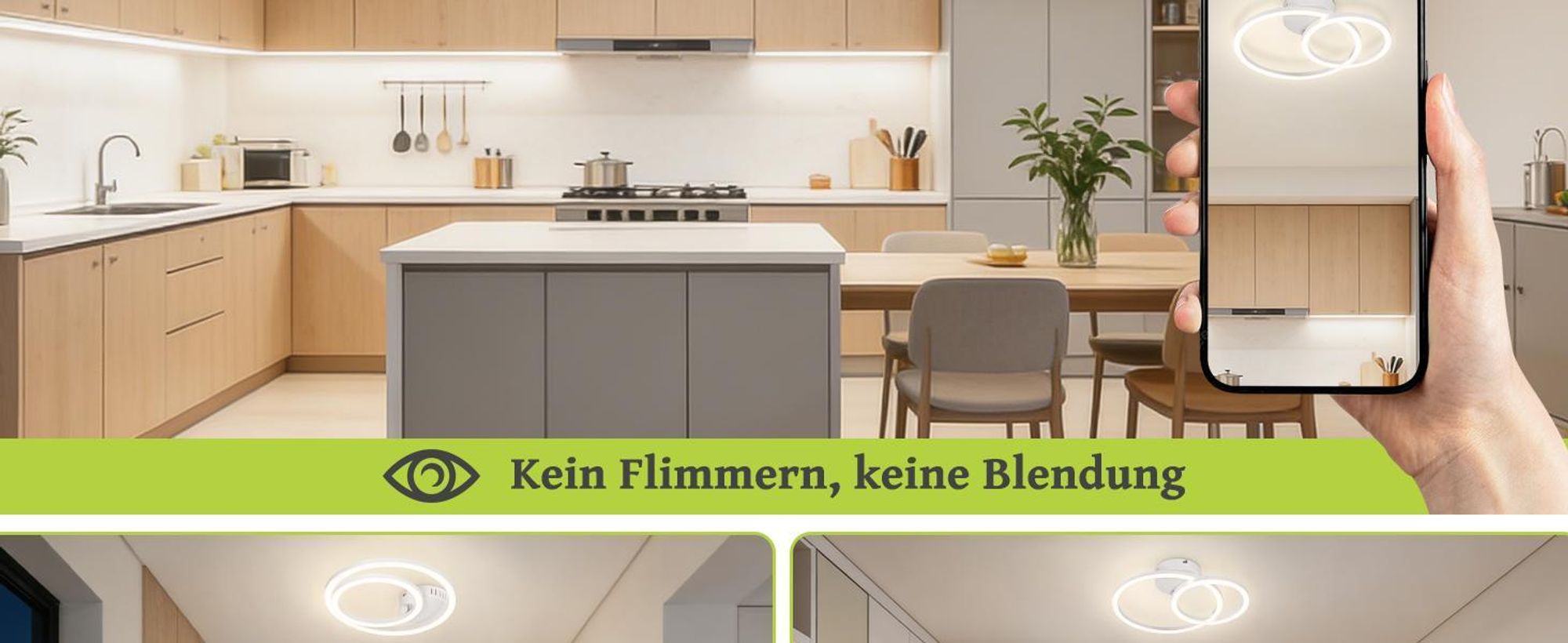 ZMH LED lampy sufitowe 40cm 23W do kuchni 4000K do salonu z 2 pierścieniami oświetlenie sufitowe sypialni i biura kolor biały