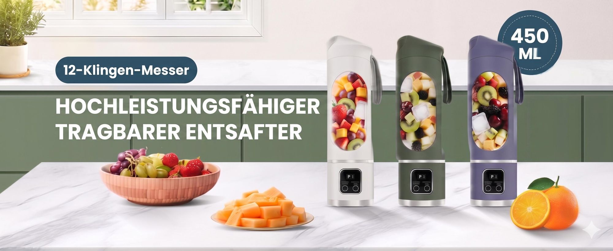 450ml tragbarer Akku Standmixer, USB Smoothie Maker to go, Elektrischer Shaker - BLENDGO