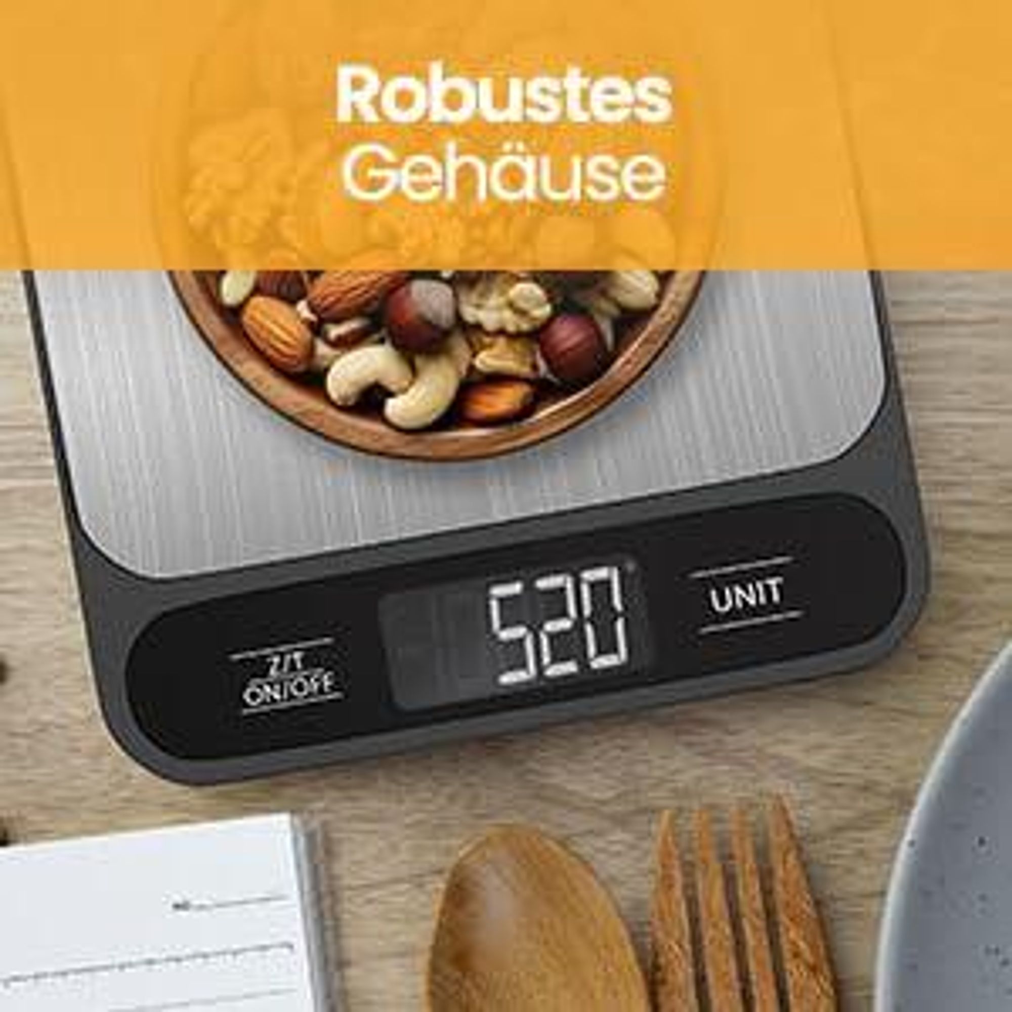 Strex Küchenwaage Digital - Küchenwaage - 1g bis 10kg - Tara-Funktion - Inklusive Batterien - Edelstahl/Schwarz
