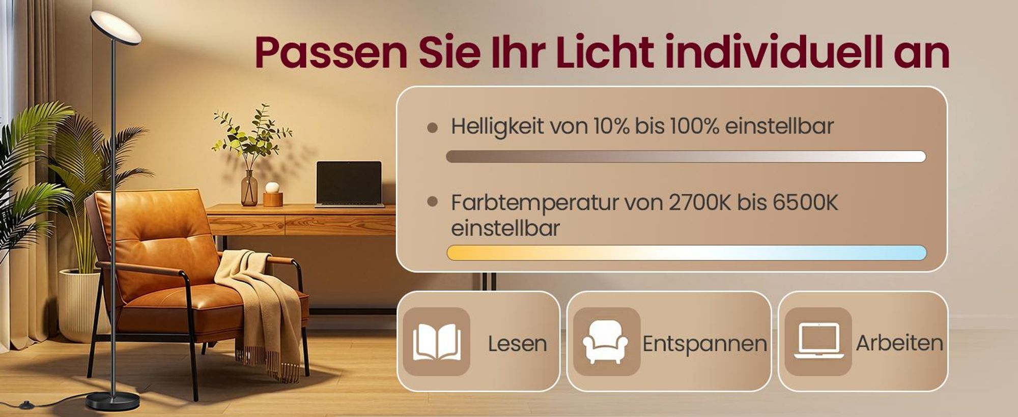 VASAGLE LED Standleuchte 30W, drehbarer Kopf, Stehlampe mit Fernbedienung, Timer, für Schlafzimmer, Memory-Funktion, schwarz