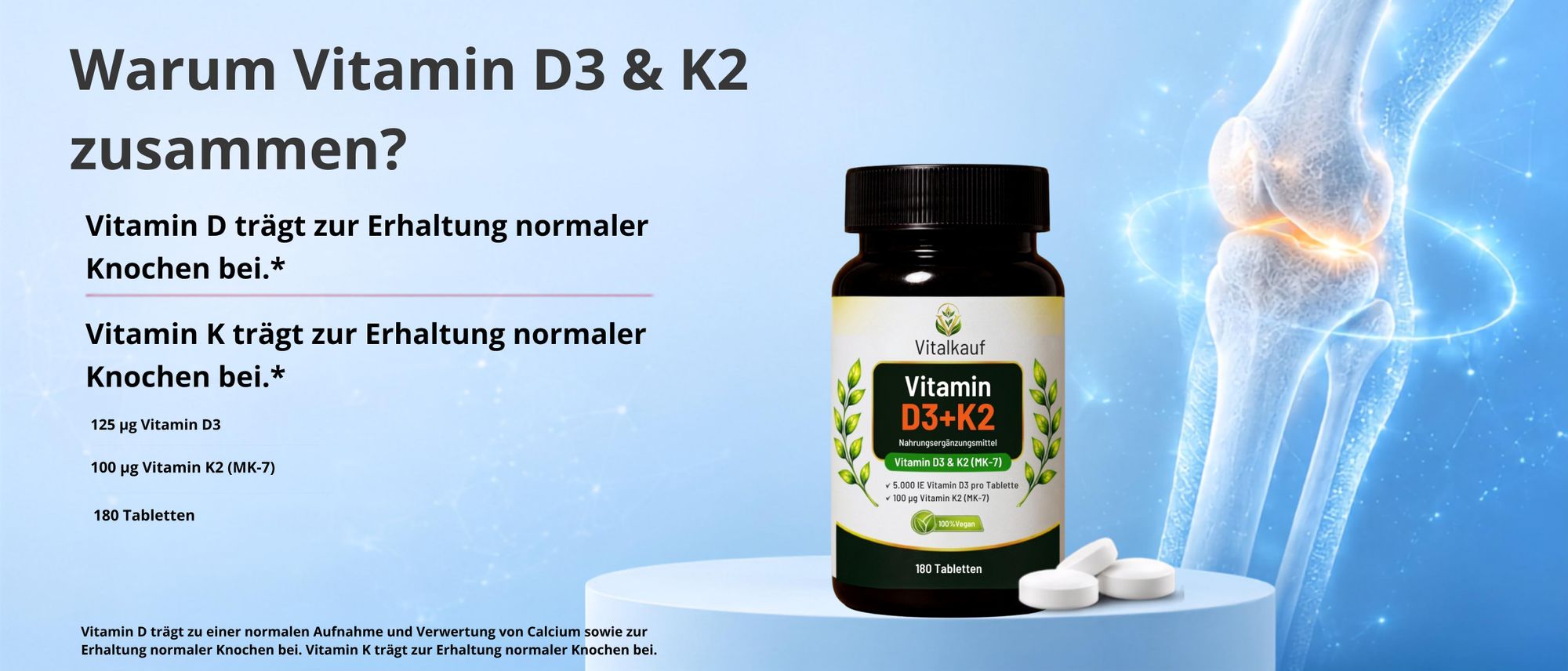 Vitalkauf Vitamin D3 + K2 Alltag
