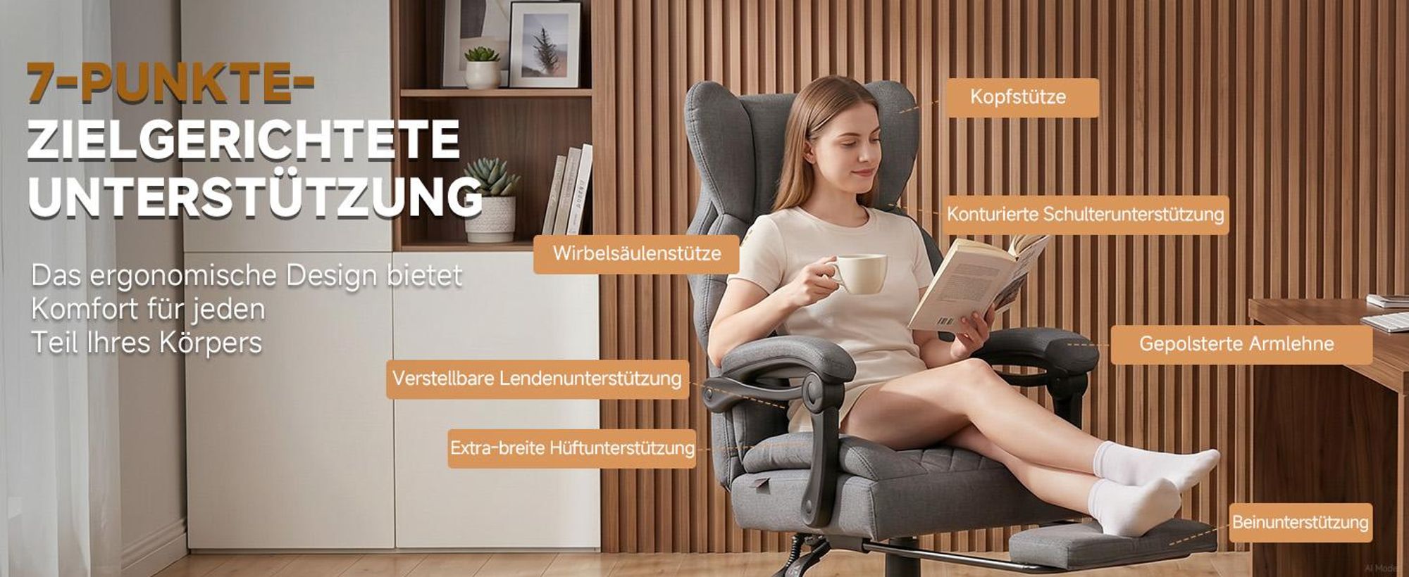 GTPLAYER Gaming Stuhl, Ergonomischer Bürostuhl mit Fußstütze und Lendenstütze, Hochlehner Chefsessel für Große, breiter Computersessel, Höhenverstellb