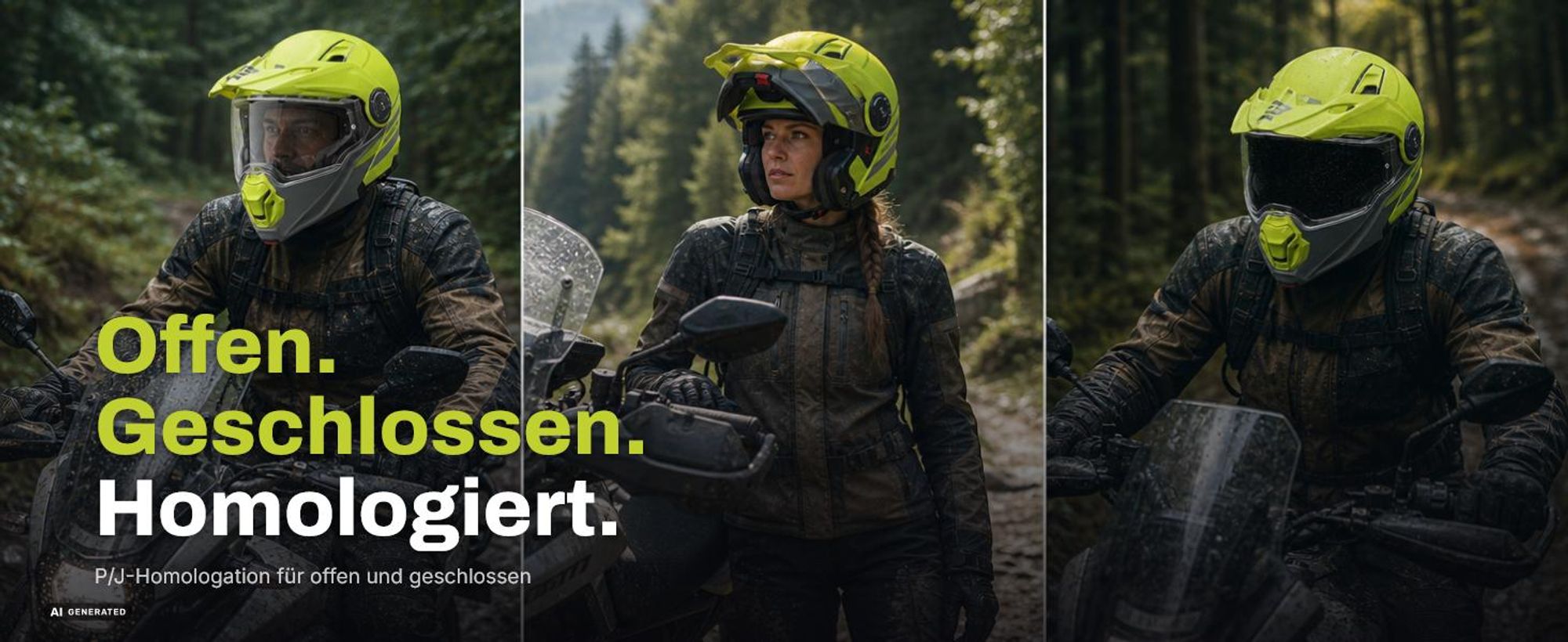Bogotto FG-102 Duo Fiberglas Enduro Klapphelm, grün matt, M (57/58)