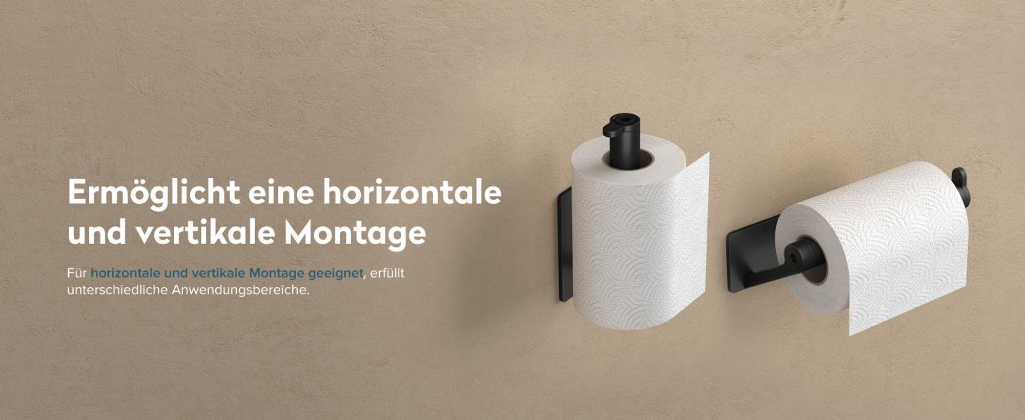 doporro Toilettenpapierhalter selbstklebend, Klopapierhalter aus Edelstahl ohne Bohren, Klorollenhalter für Badezimmer, Matt schwarz Lino-02