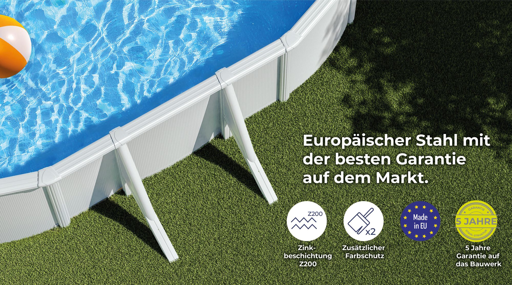 GRE Ovaler Stahlwandpool in Weiß KITPROV503 – 500 x 300 x 120 cm, Komplettset