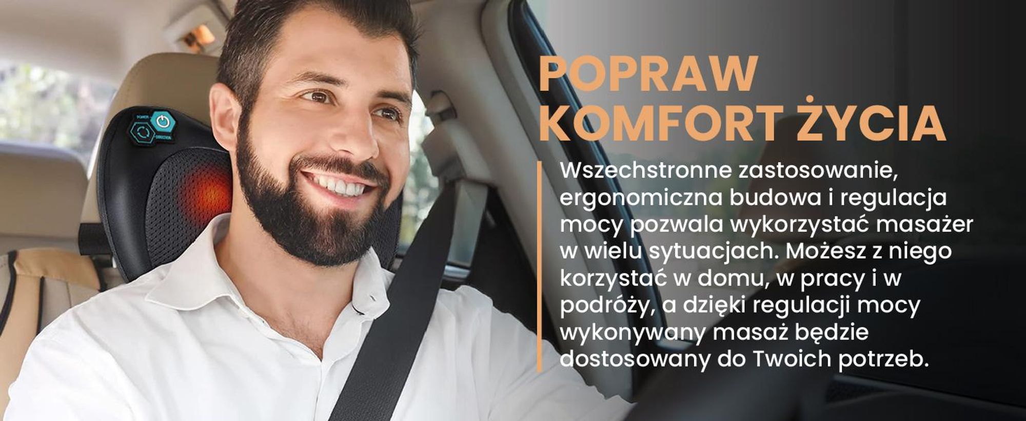 Poduszka masująca MalTec Shiatsu do masażu pleców, karku, rozgrzewająca